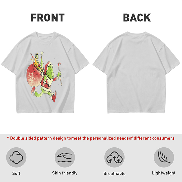 Olive T-shirt with Grinch Santa Christmas Graphic Design