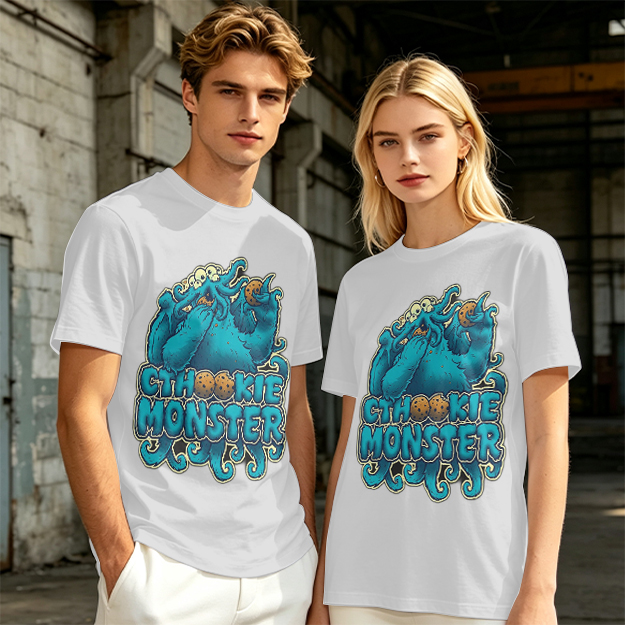 Olive t-shirt with Cthookie Monster graphic print