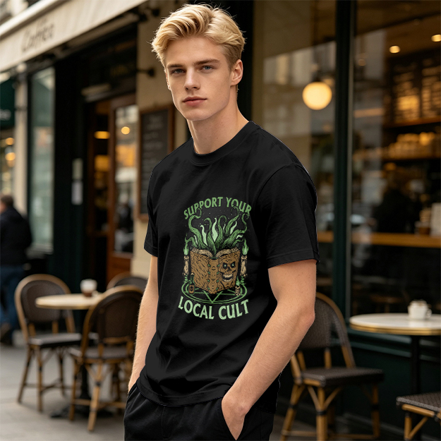 Support Your Local Cult Occult Book Graphic T-Shirt