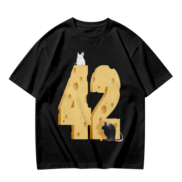 Olive T-Shirt With Cheese Number 42 And Mice Graphic