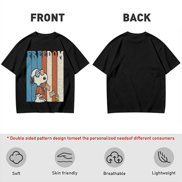Olive Snoopy Freedom Patriotic Graphic T-Shirt