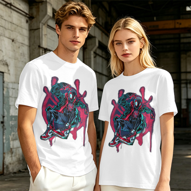 Olive T-Shirt Featuring Miles Morales Spider-Man Graffiti Art