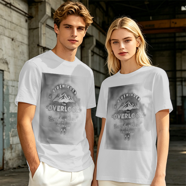 Olive t-shirt with Overlook Hotel mountain graphic print