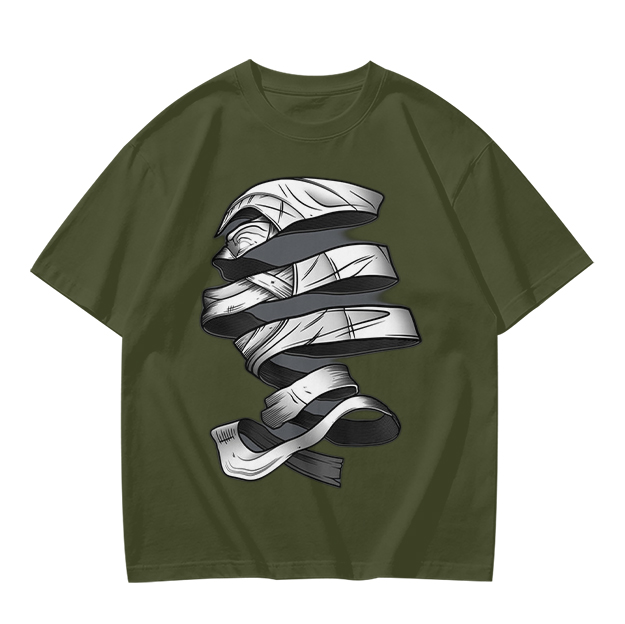 Olive T-Shirt With Twisted Bandage Graphic Print