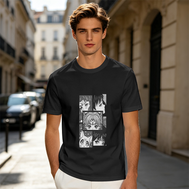 Olive Anime Character Panel Print Short Sleeve T-Shirt