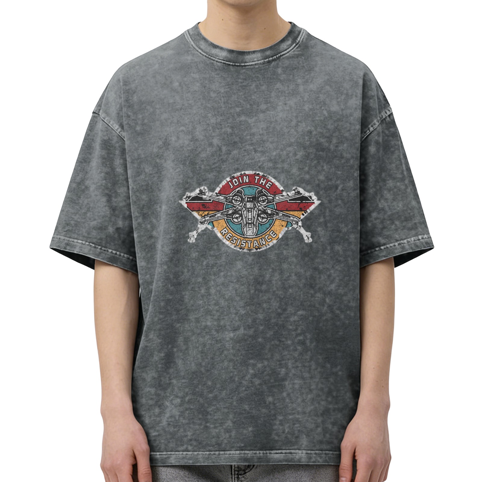 Washed Black Star Wars Join The Resistance X-Wing T-Shirt