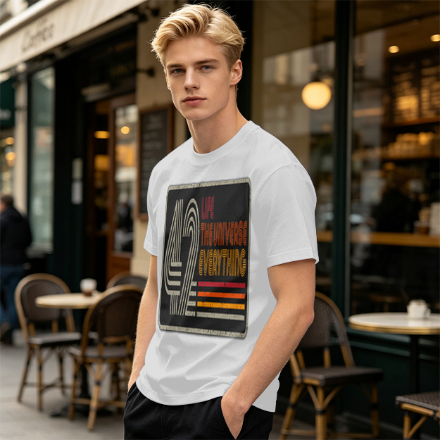42 Life The Universe Everything Retro Graphic Olive T-Shirt