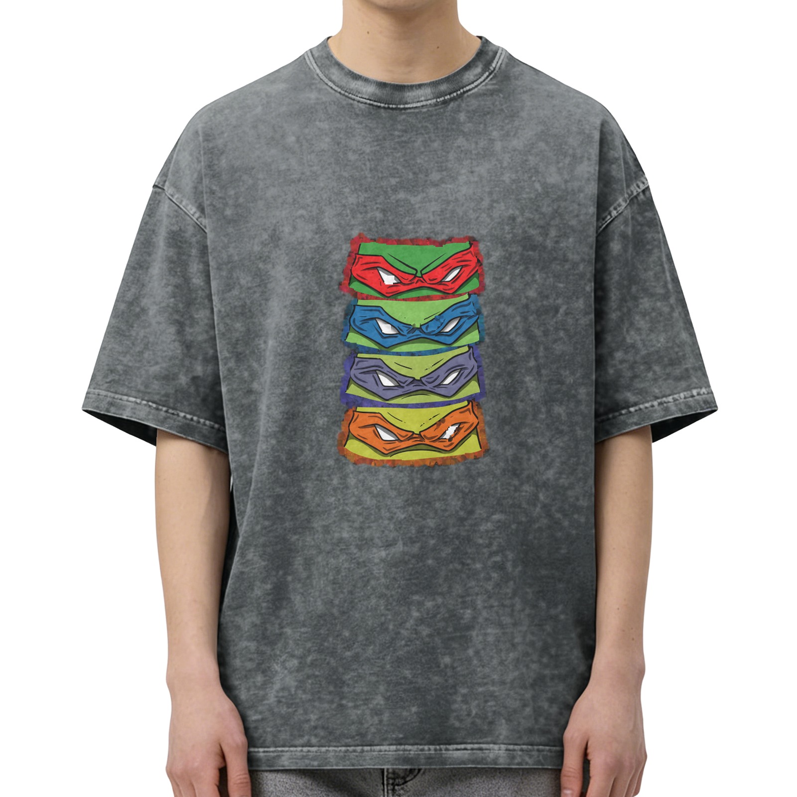 Teenage Mutant Ninja Turtles Masks Stacked Vintage Wash Graphic T-Shirt