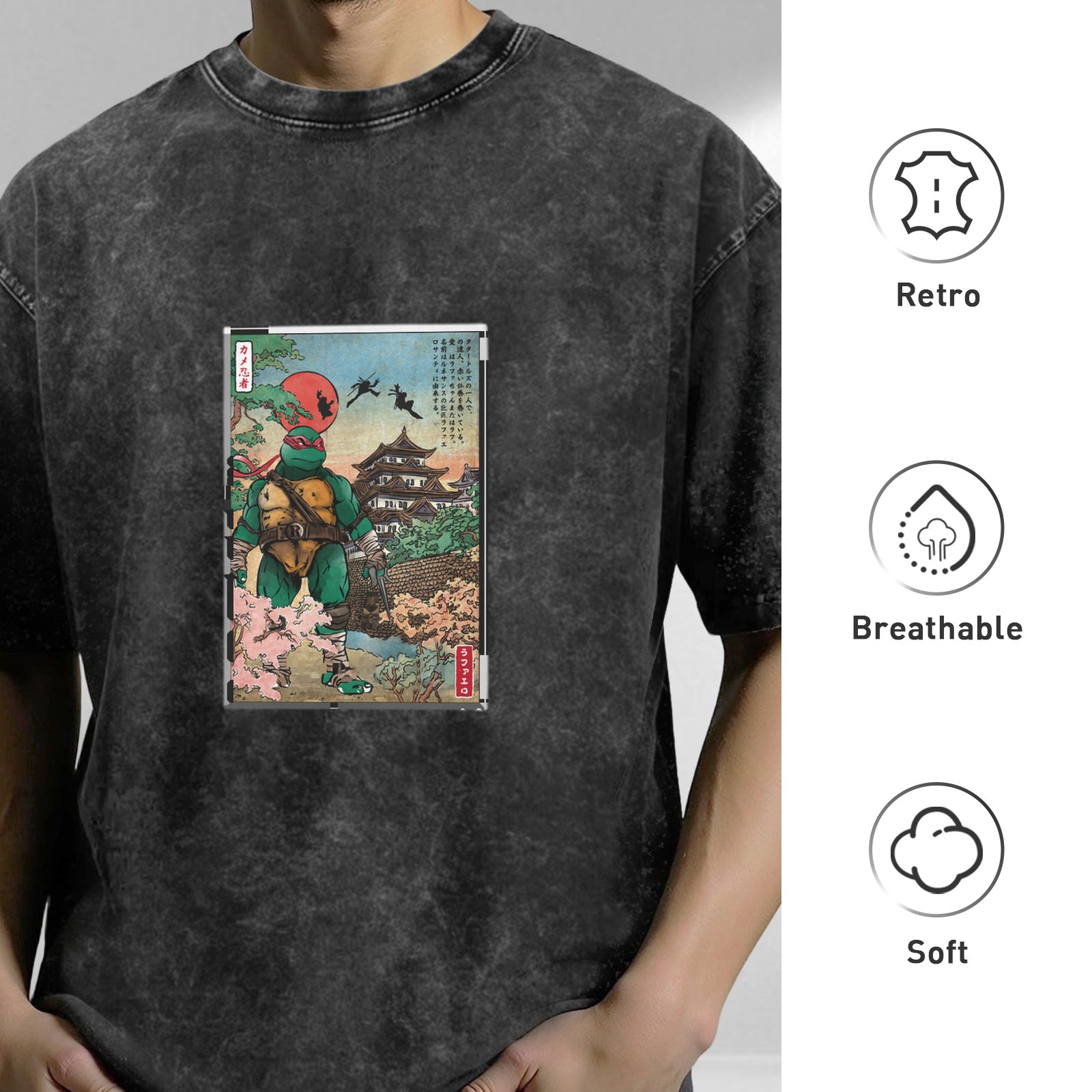Teenage Mutant Ninja Turtles Ukiyo-e Graphic Acid Wash T-Shirt
