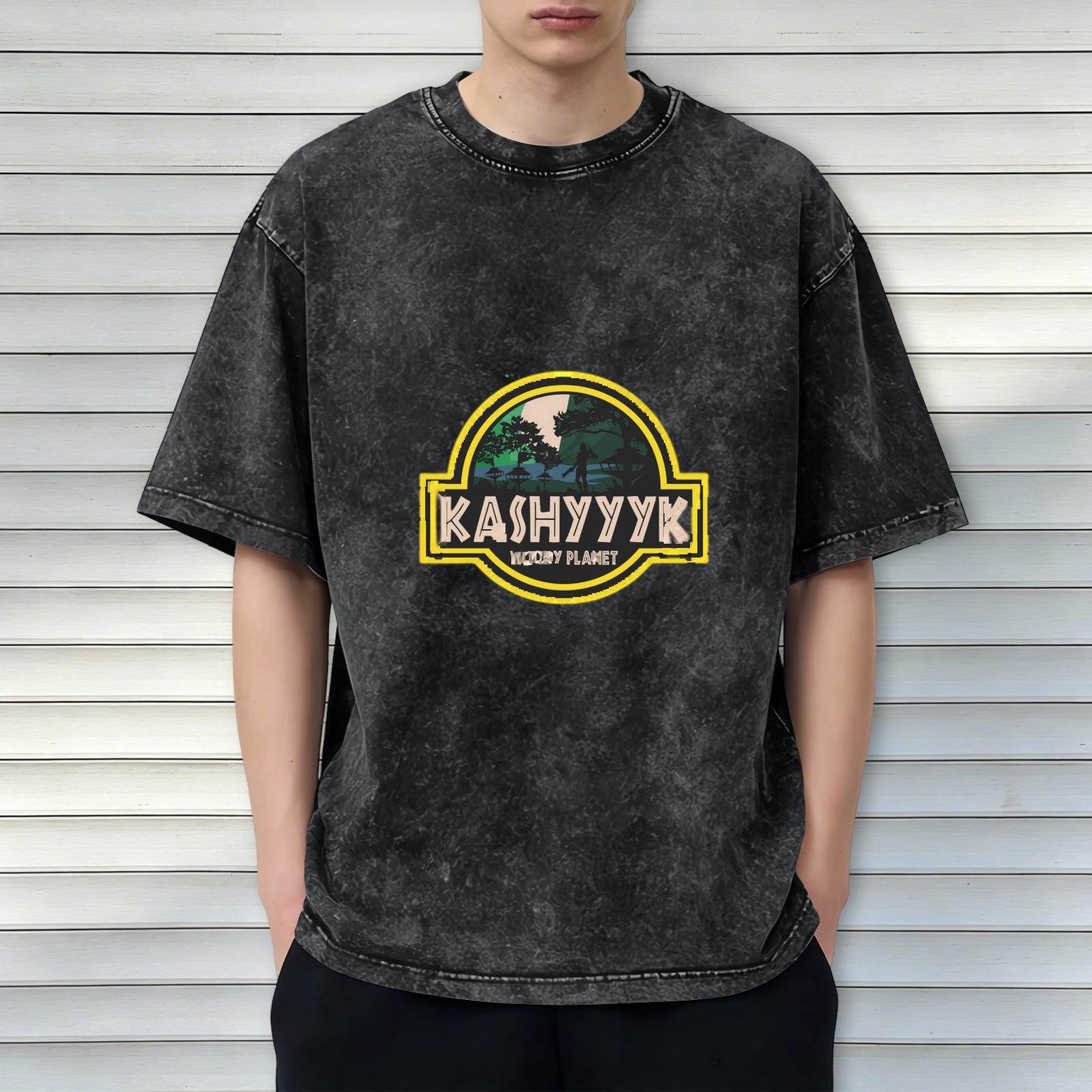 Kashyyyk Wookie Planet Graphic Stonewashed Black T-Shirt
