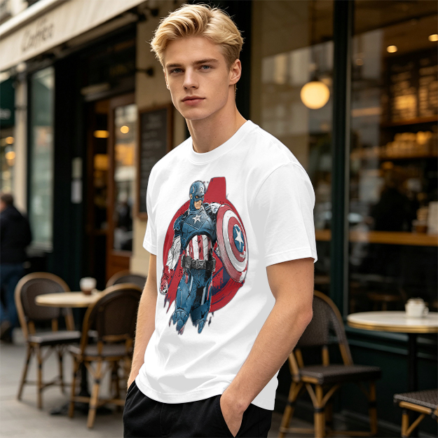 Olive T-shirt with Captain America Graphic Print