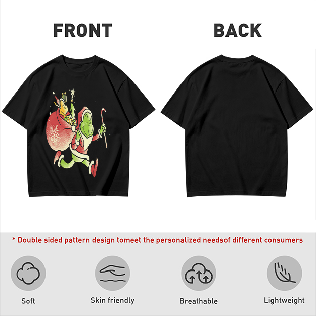 Olive T-shirt with Grinch Santa Christmas Graphic Design