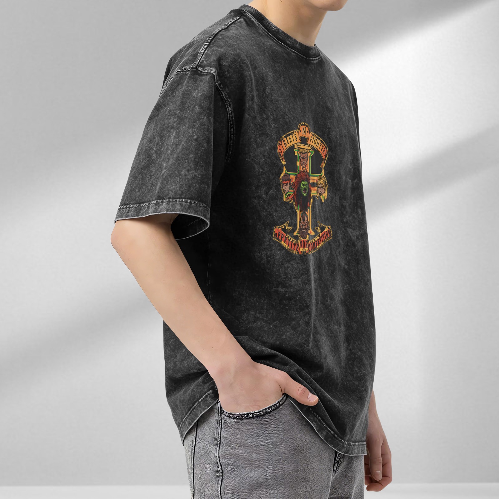 Street Fighter Appetite For Competition Graphic Washed Black T-Shirt