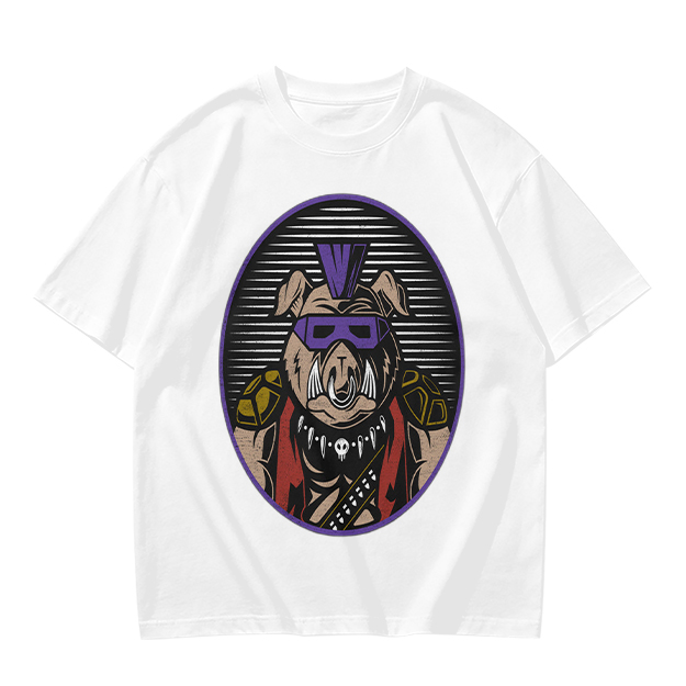 Olive T-Shirt With Punk Bulldog Graphic Print