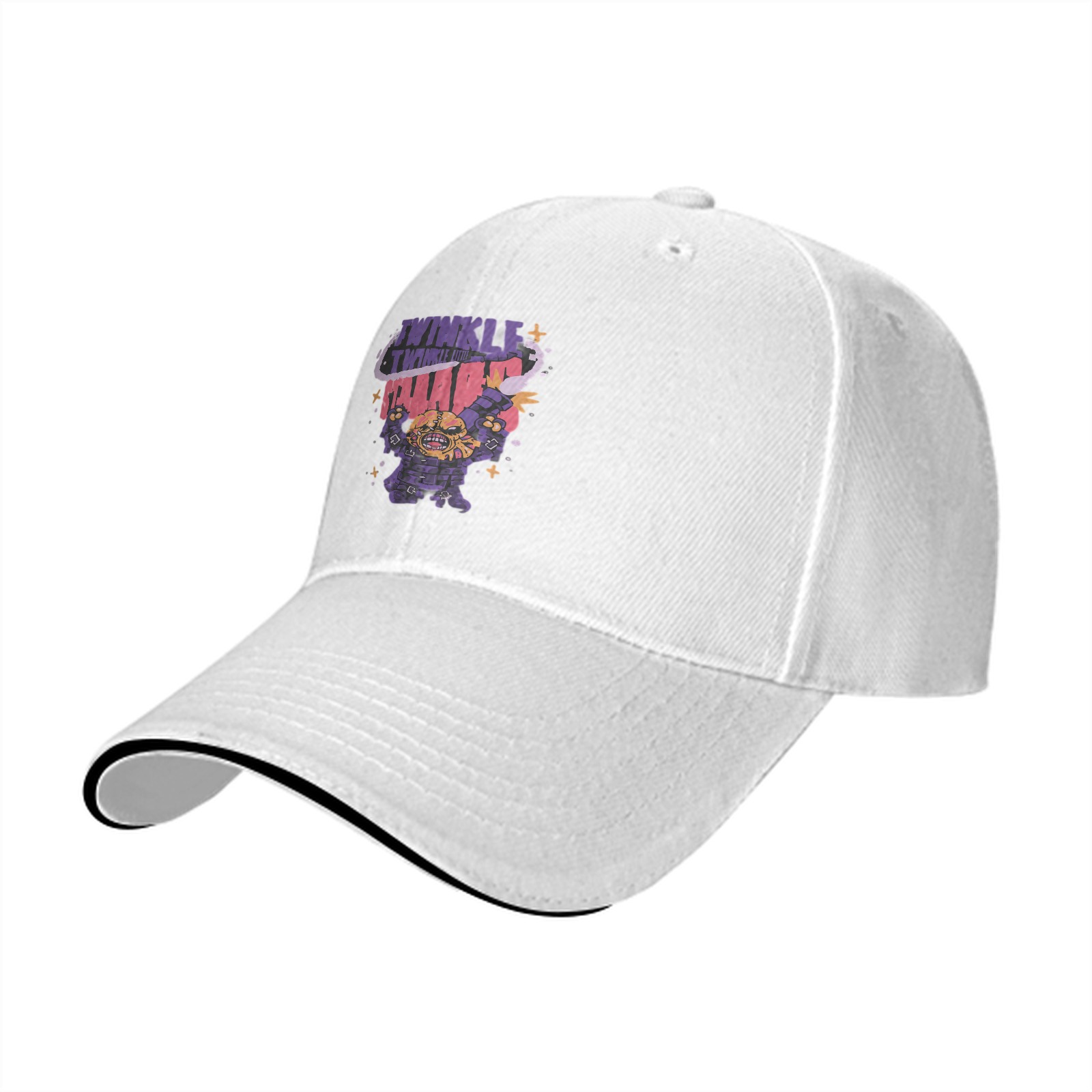 Black Baseball Cap With Twinkle Twinkle Villain Graphic Print