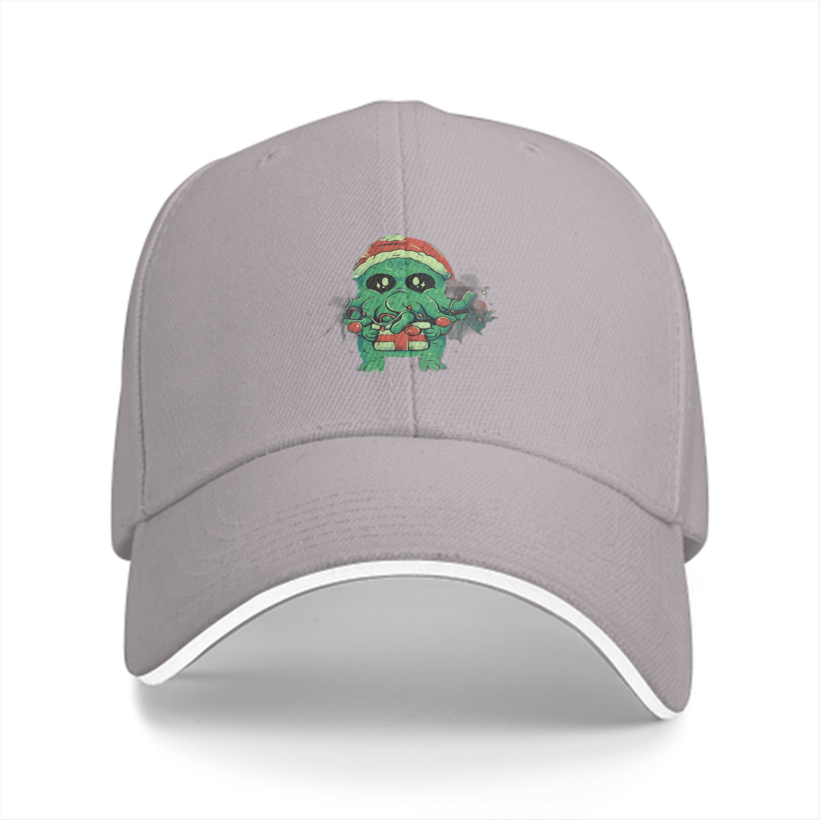 Black Baseball Cap With Cute Christmas Cthulhu Graphic