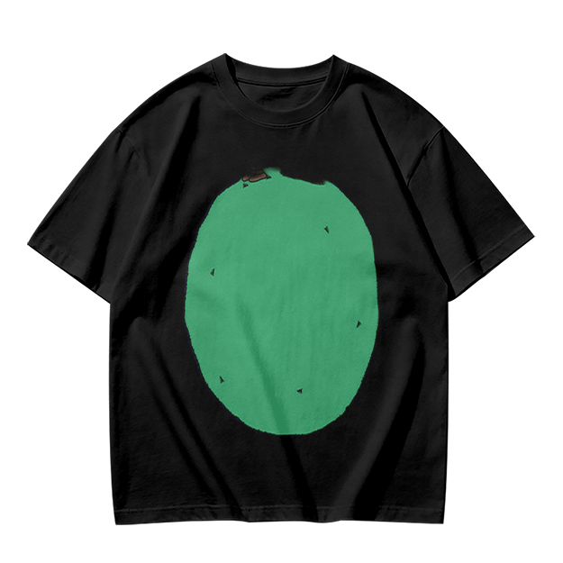 Olive Green T-Shirt With Simple Green Oval Graphic Print