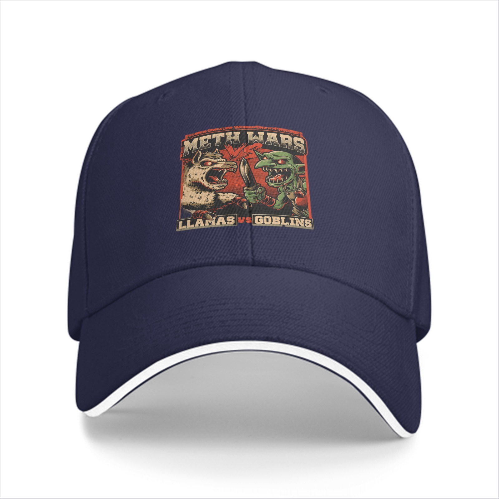 Meth Wars Llamas vs Goblins Graphic Baseball Cap