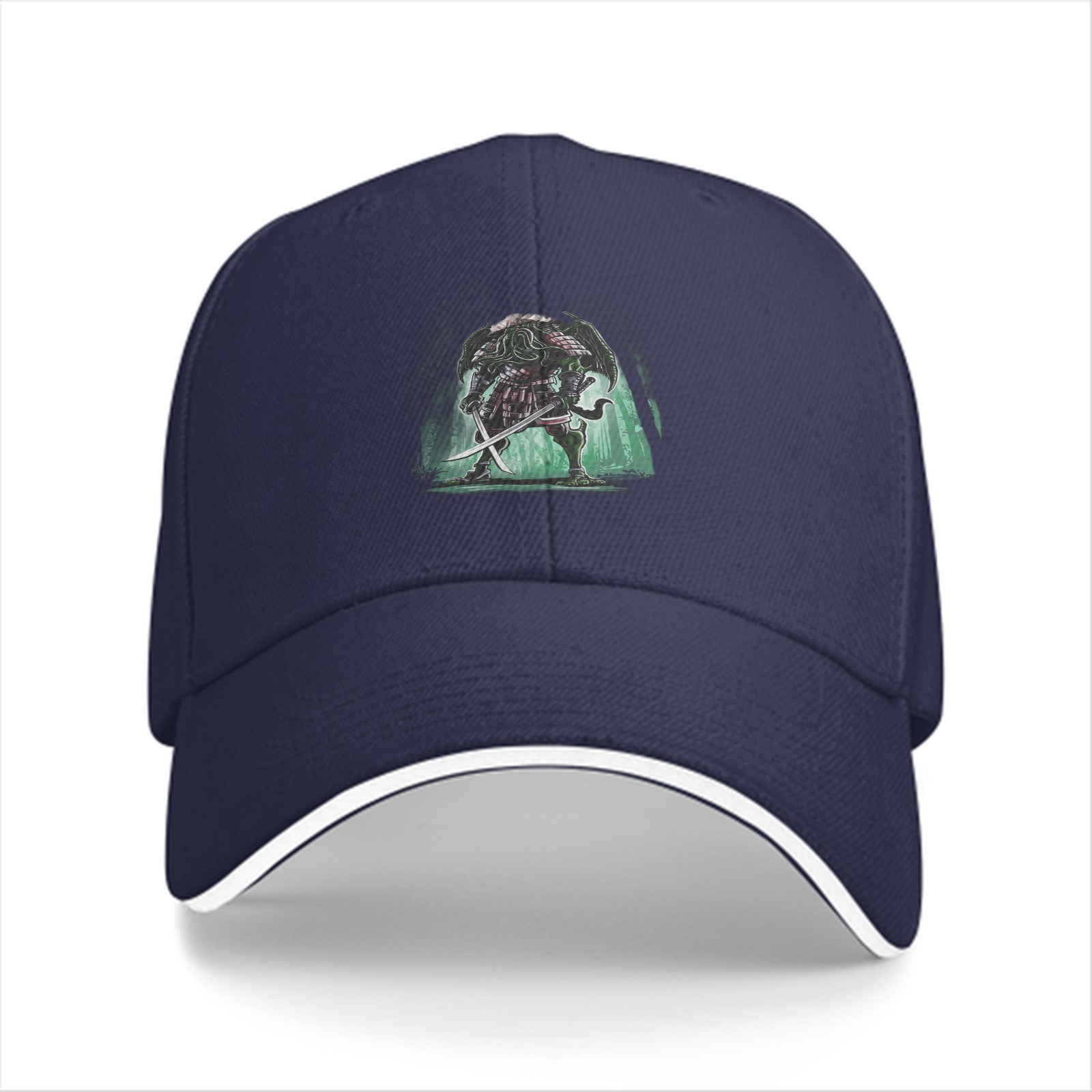 Black Baseball Cap With Samurai Cthulhu Warrior Graphic