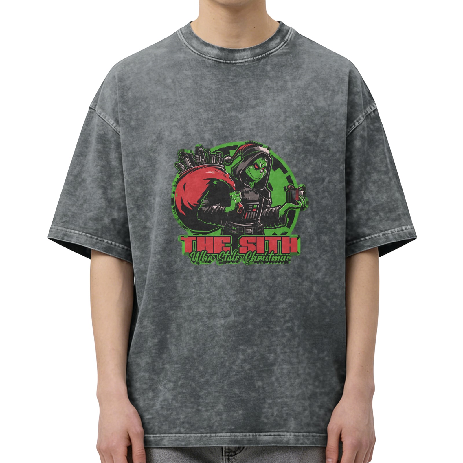 The Sith Who Stole Christmas Graphic Acid Wash T-Shirt