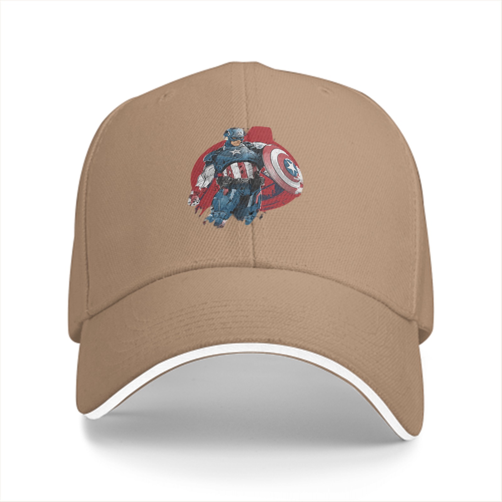 Black Baseball Cap With Captain America Graphic Print