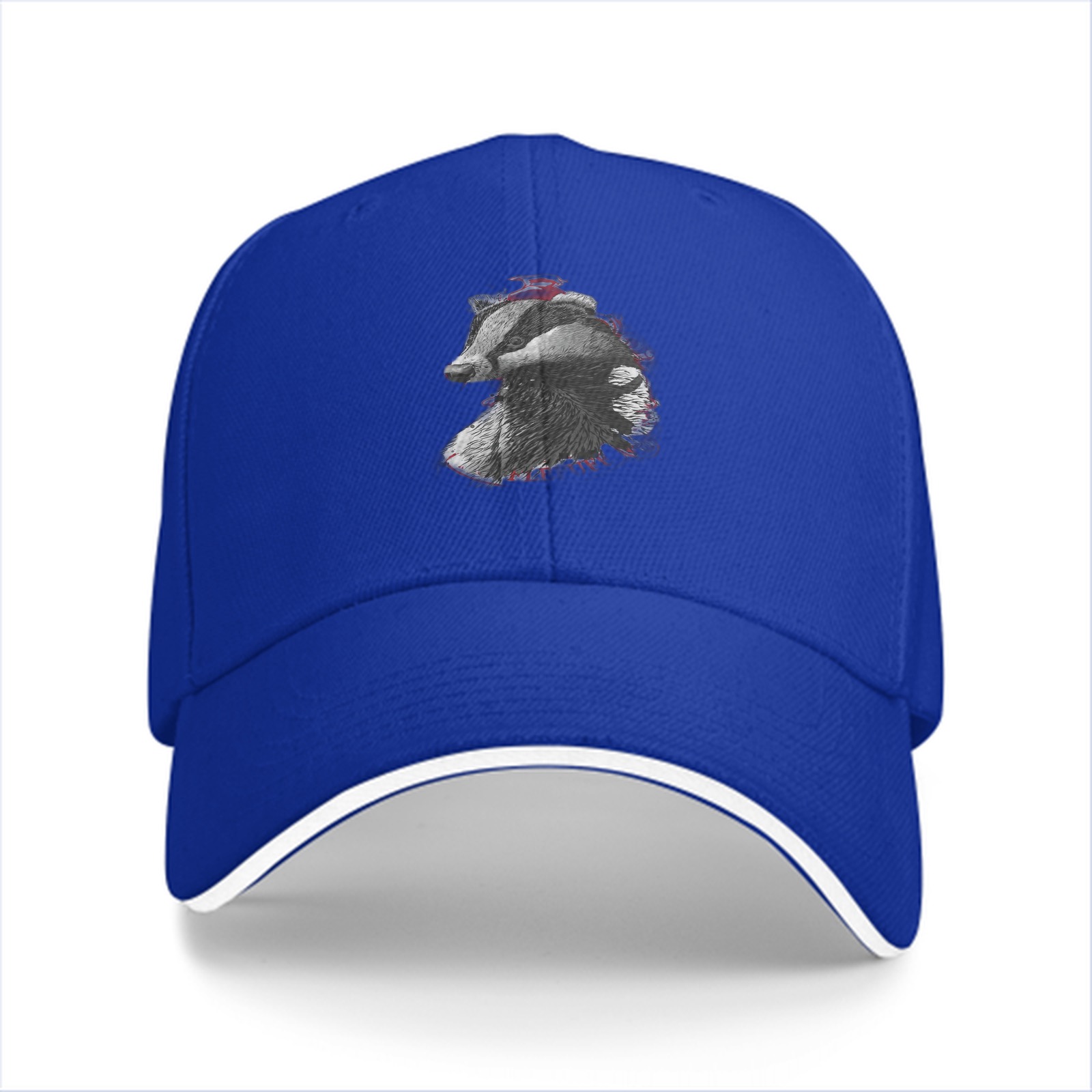 Black Baseball Cap With Detailed Badger Head Graphic Design