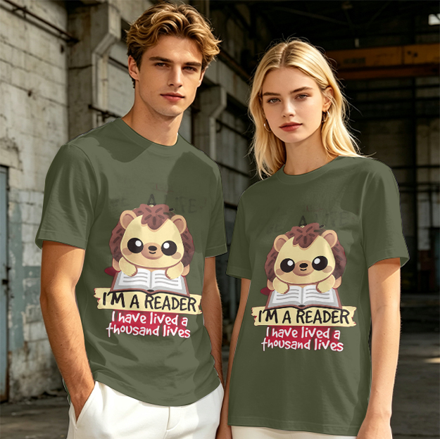 Hedgehog Reading Book I'm A Reader Thousand Lives T-Shirt