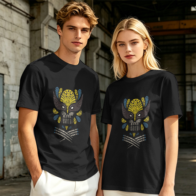 Olive T-Shirt With Ornate Skull Mask Graphic Print