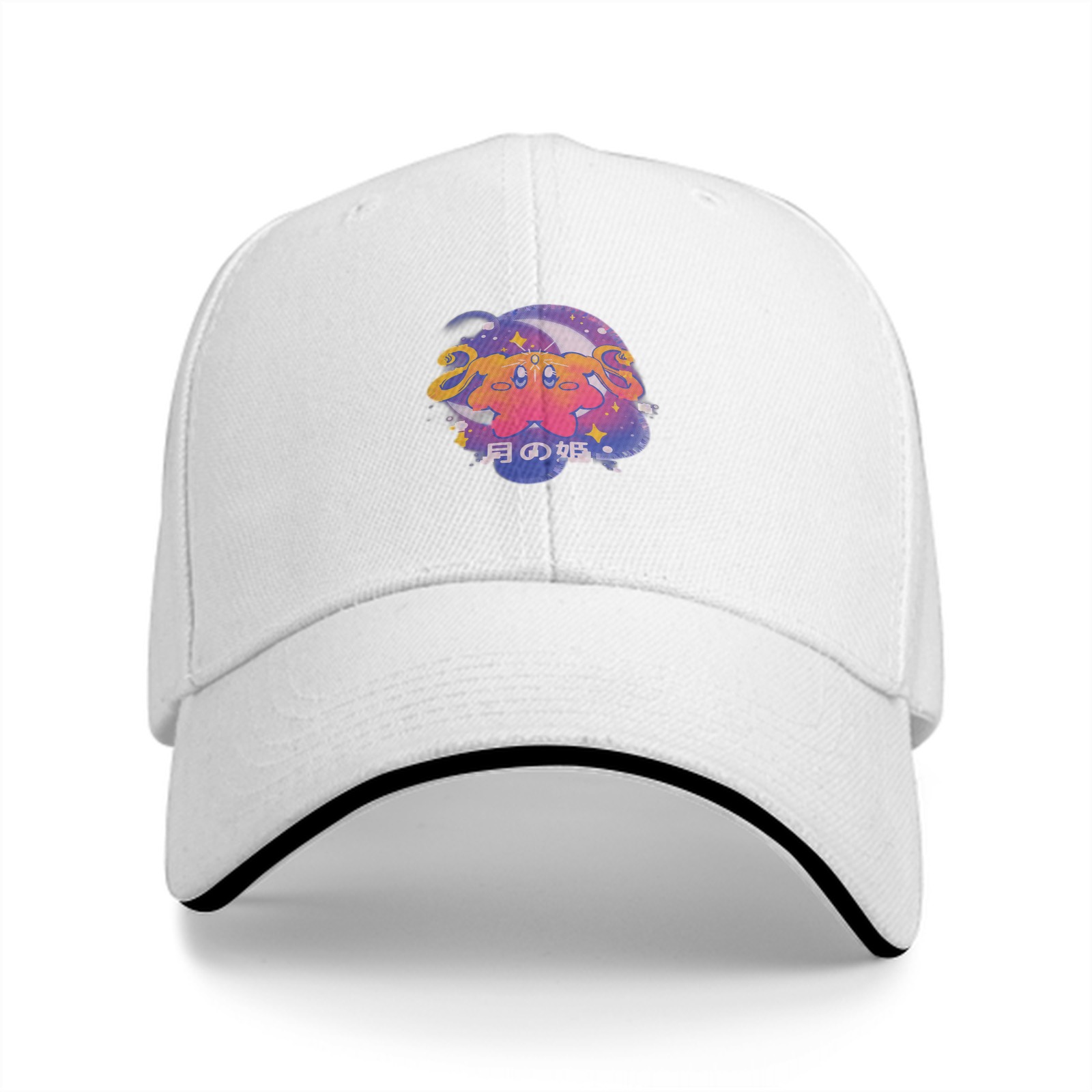 Black baseball cap with cosmic anime character graphic