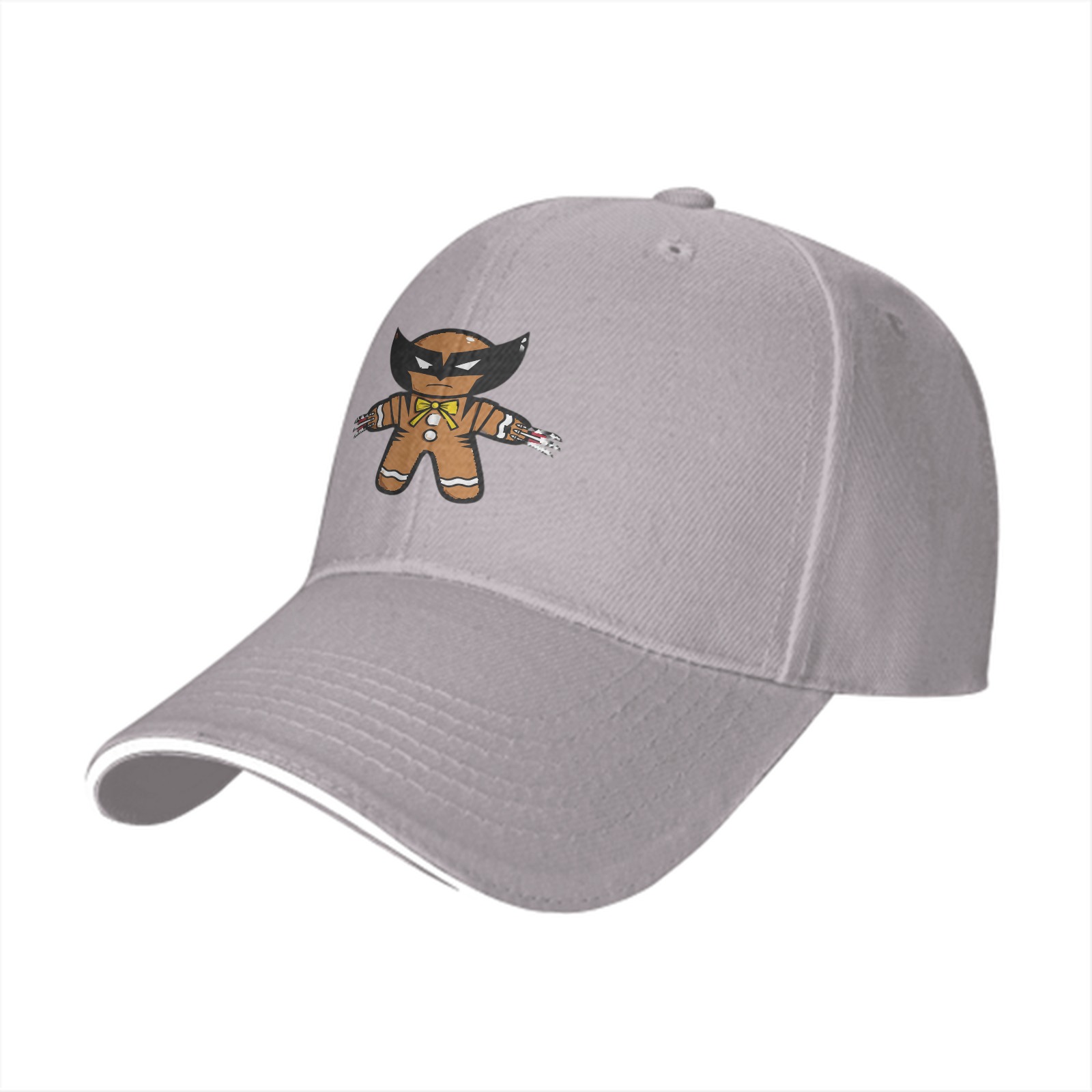 Black Baseball Cap With Gingerbread Wolverine Superhero Print