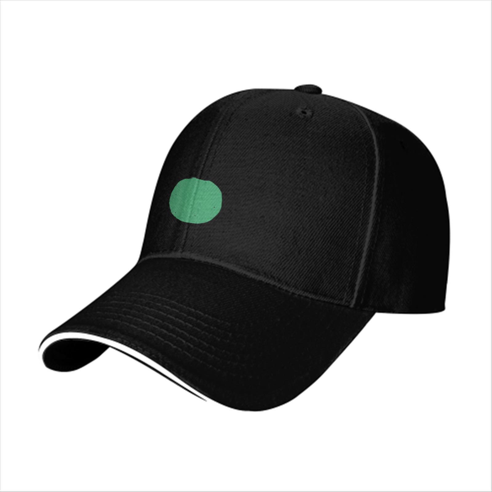 Black baseball cap with green circular front design
