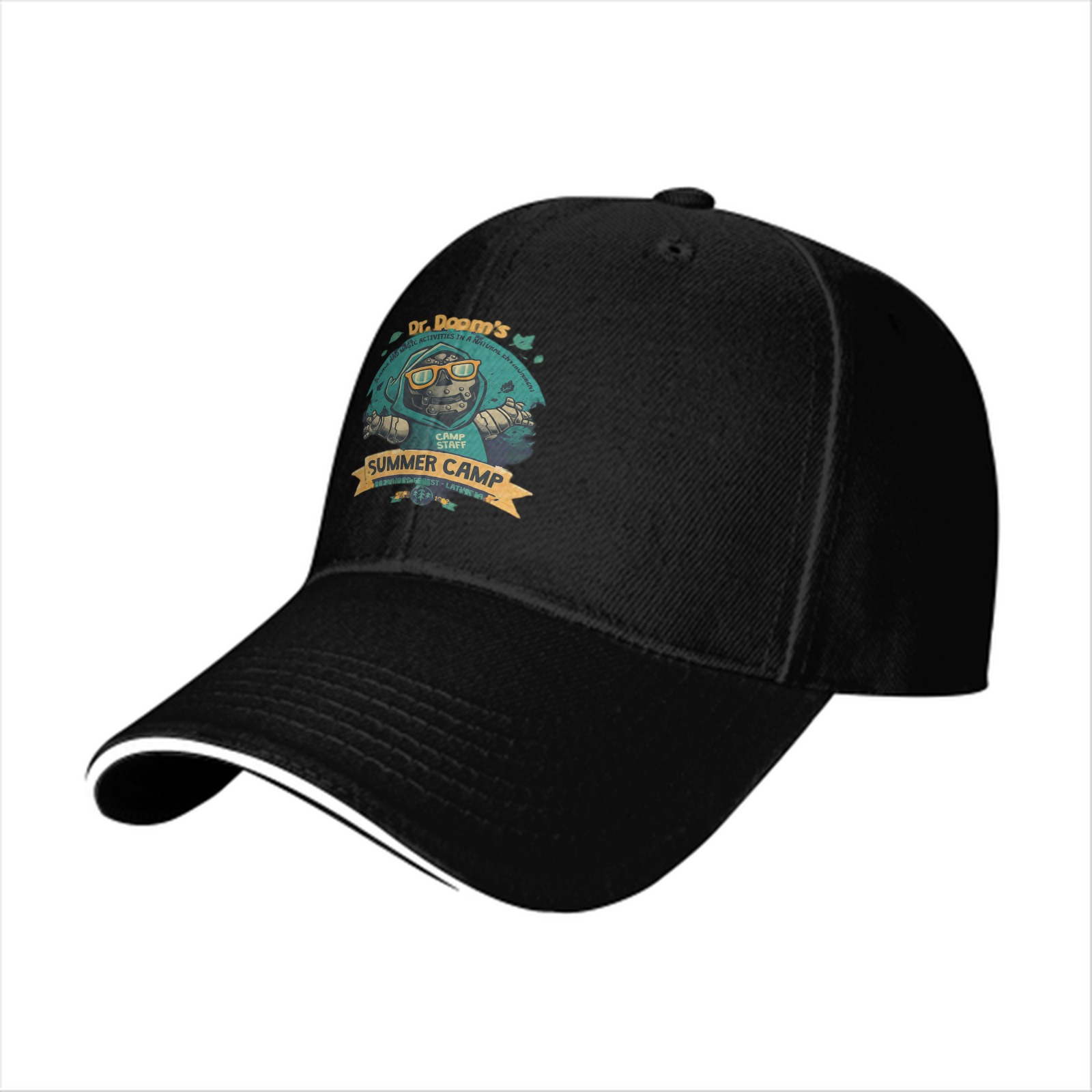 Dr. Doom's Summer Camp Themed Black Baseball Cap