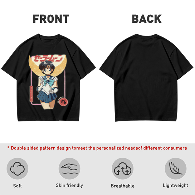 Olive T-shirt with Sailor Mercury anime graphic print
