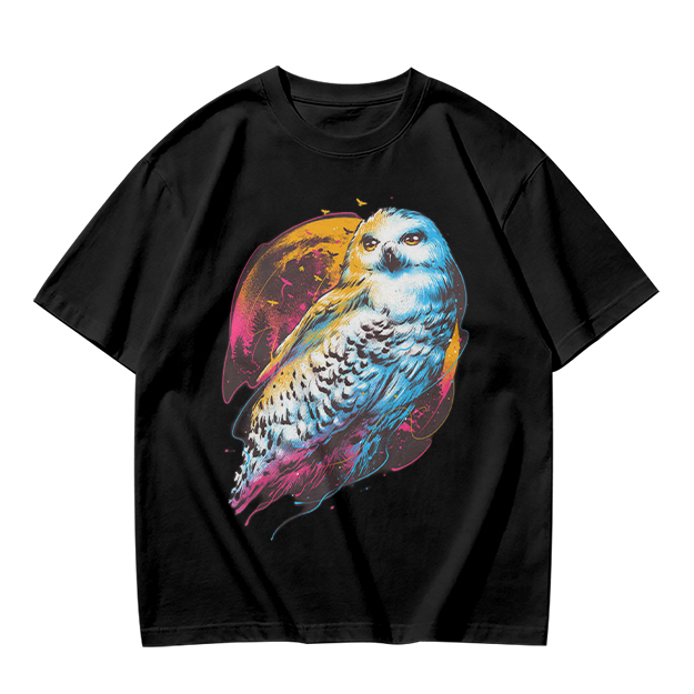 Owl Graphic Print Dark Green Casual T-Shirt