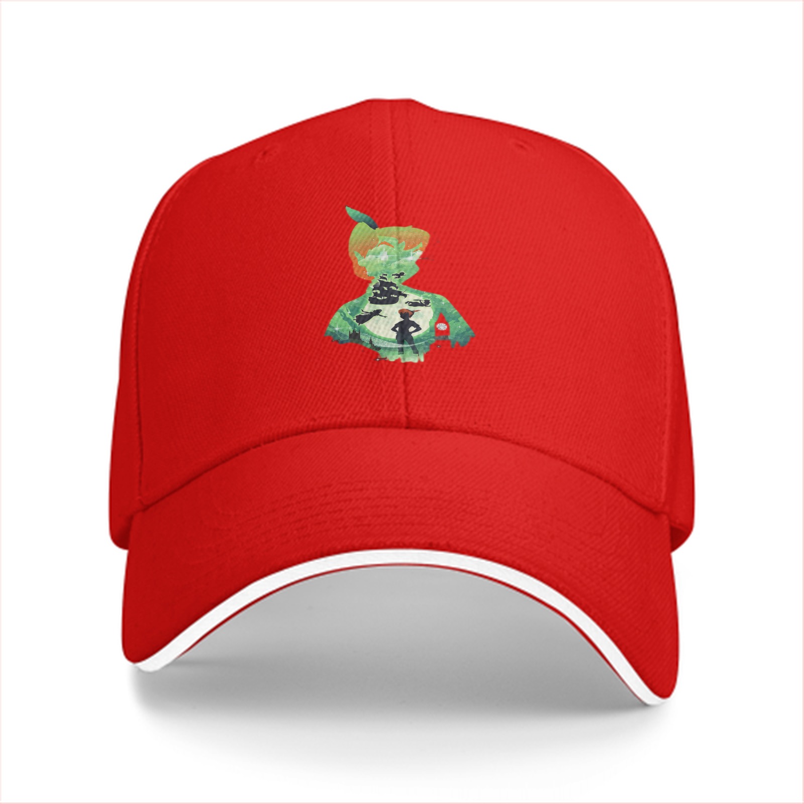 Black baseball cap with green apple boy graphic print