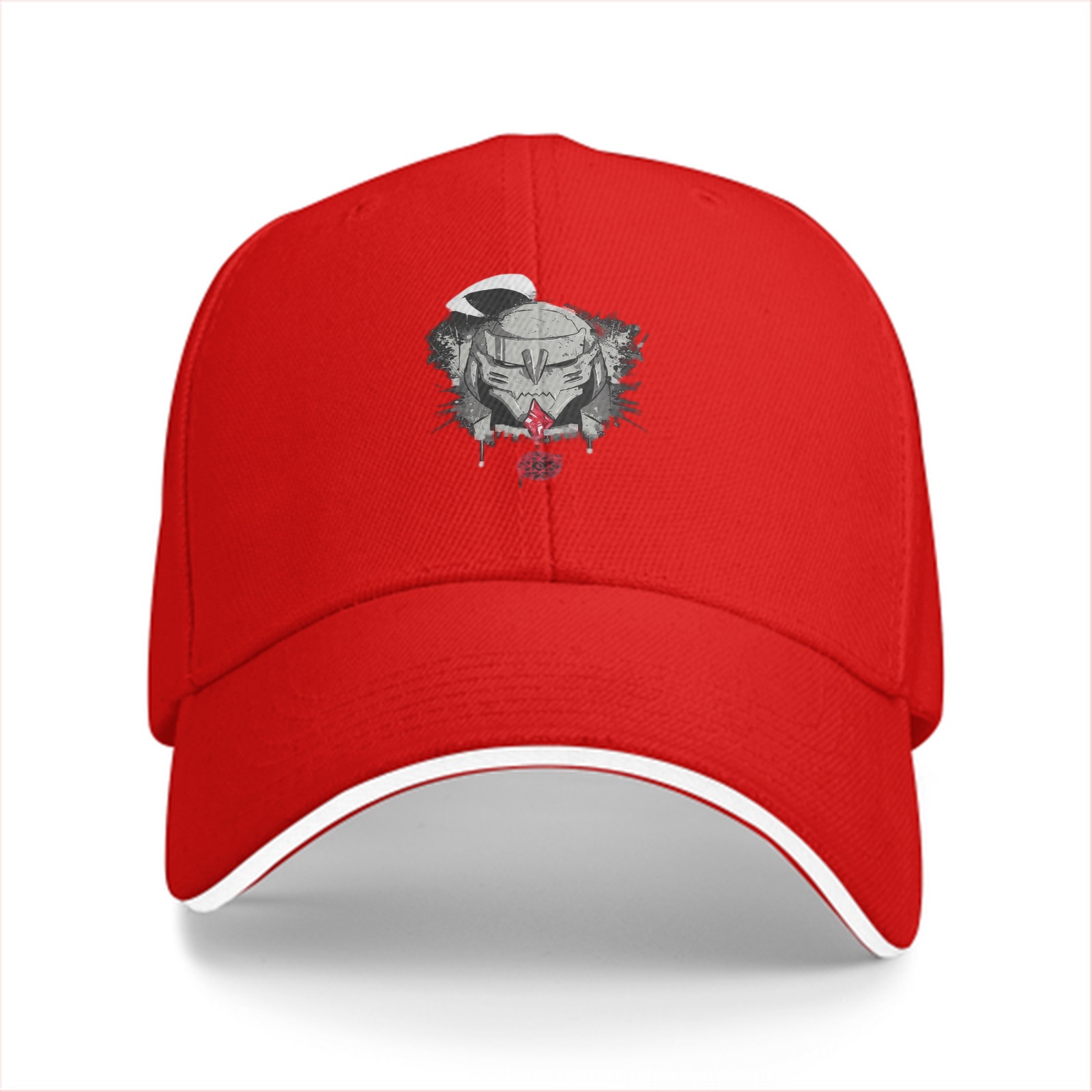 Black Baseball Cap With Fantasy Warrior Helmet Graphic
