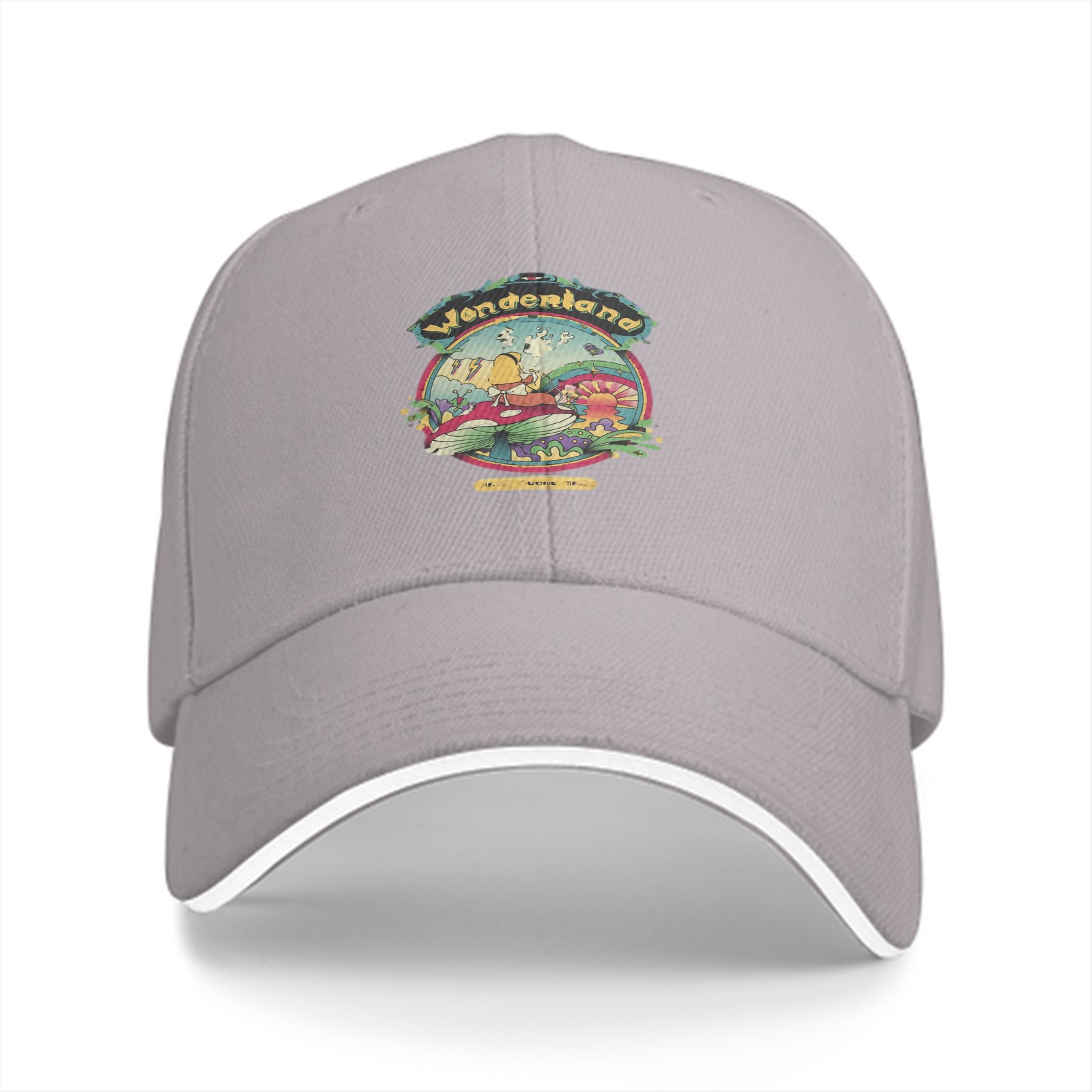 Black Baseball Cap With Wonderland Mushroom Fantasy Art Print