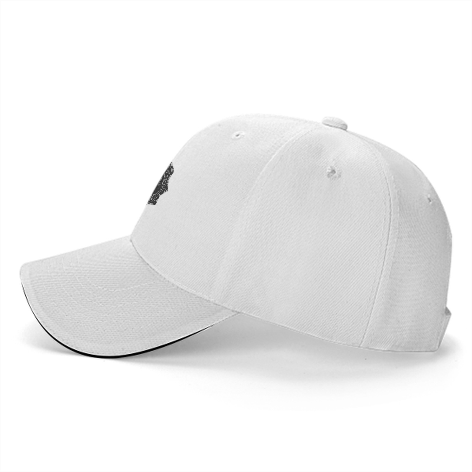 Black Baseball Cap With Alien Emblem Graphic Design