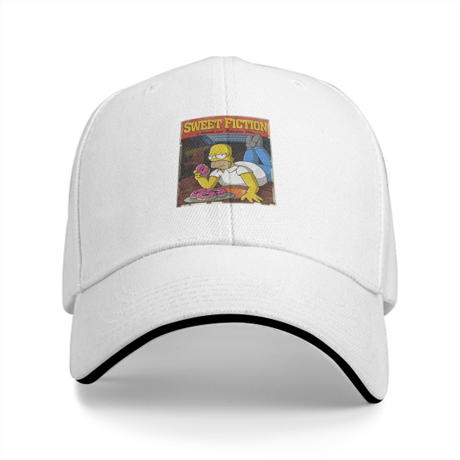Black baseball cap with Homer Simpson Sweet Fiction graphic