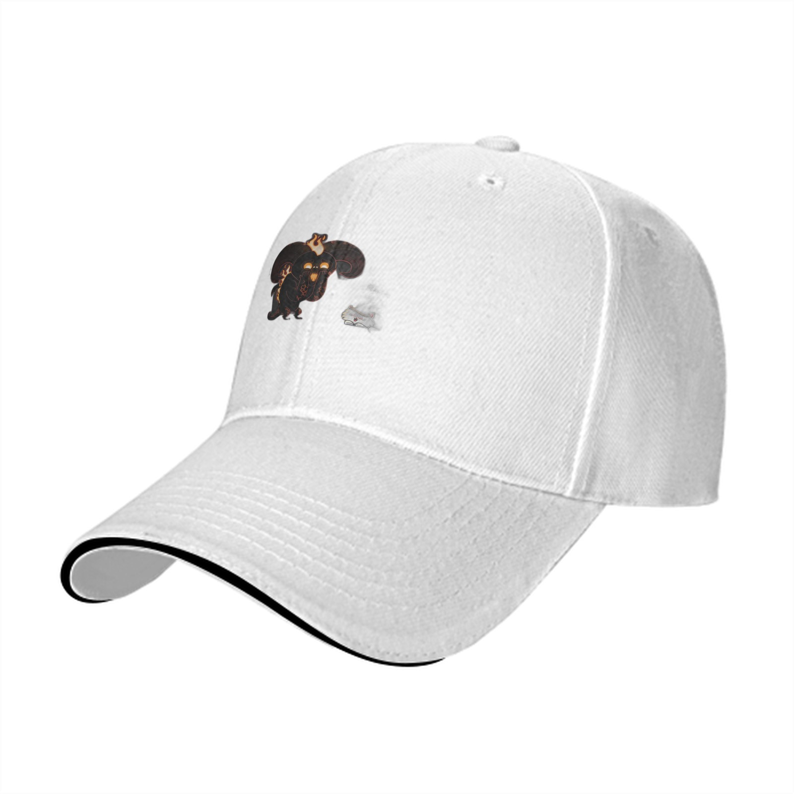 Black baseball cap with Balrog and small wolf graphic