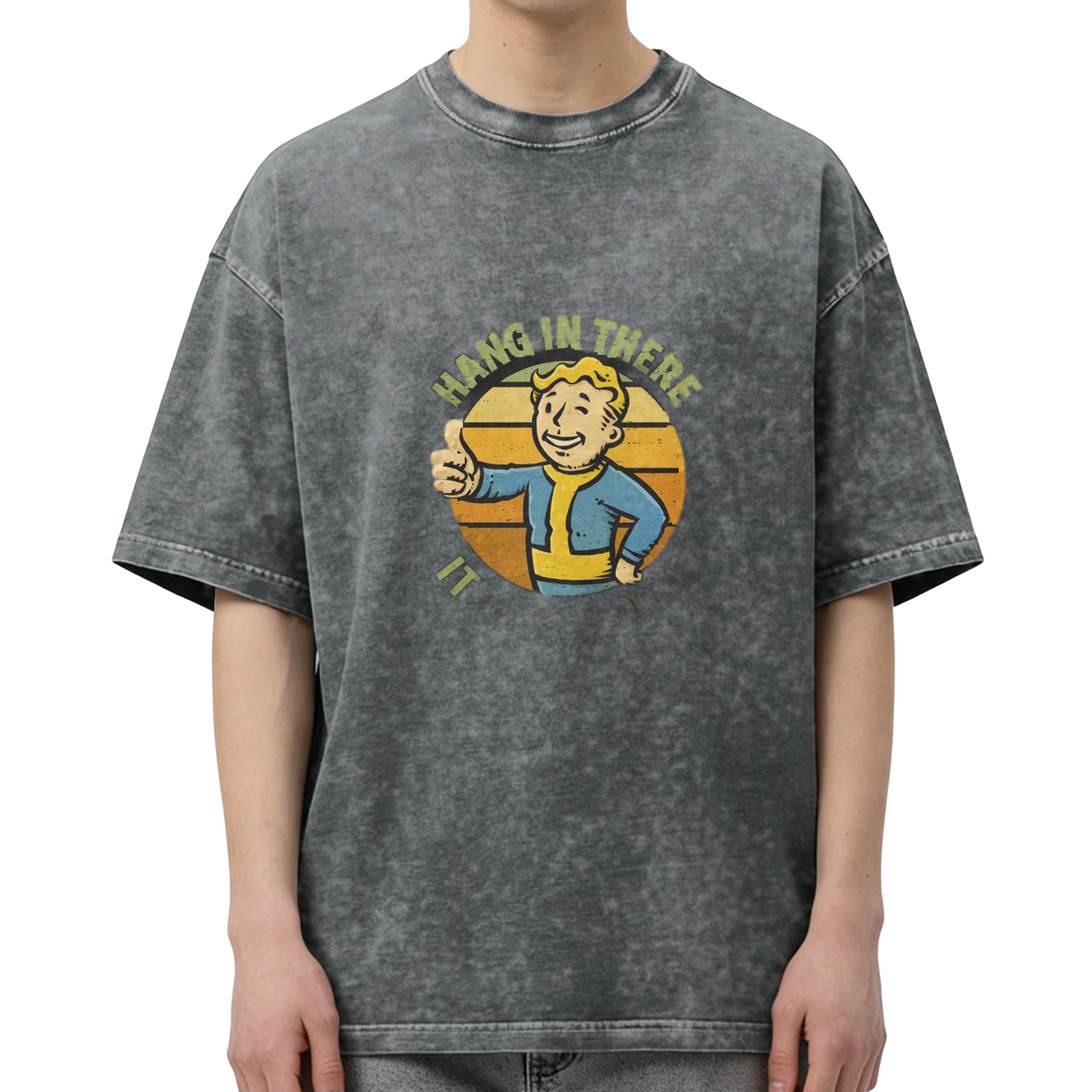 Fallout Vault Boy 'Hang In There' Vintage Wash Graphic T-Shirt