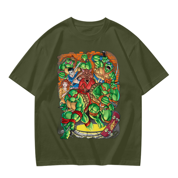 Olive Green Teenage Mutant Ninja Turtles Group Graphic T-Shirt