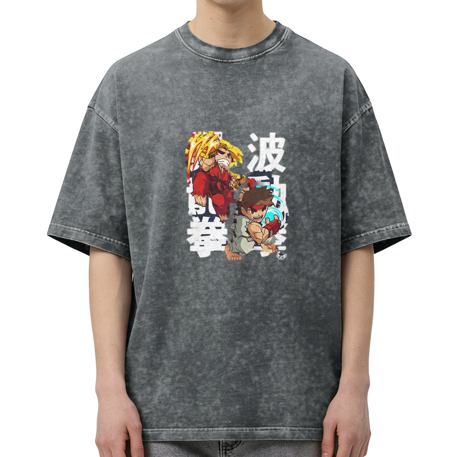 Street Fighter Chibi Characters Graphic Vintage Wash T-Shirt
