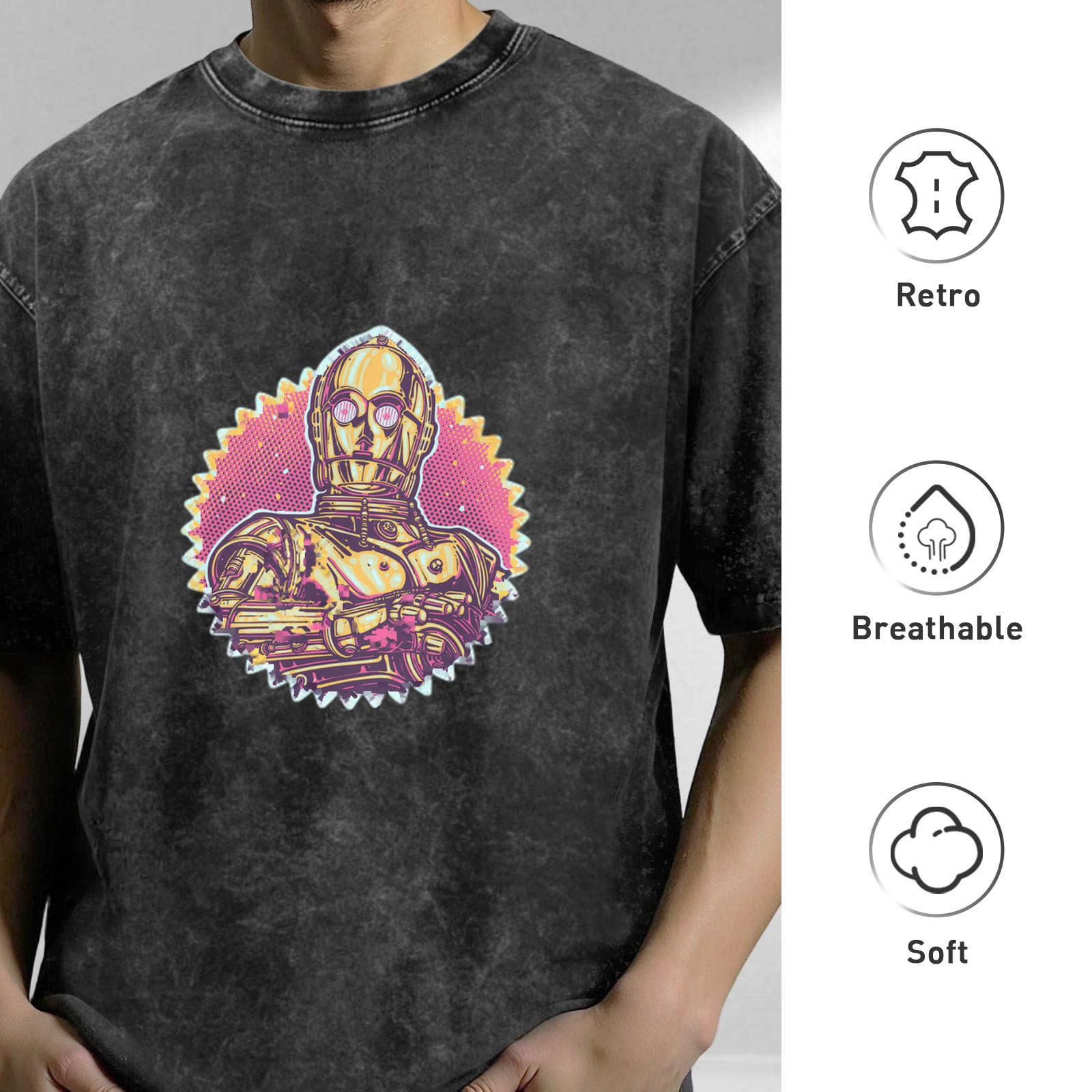 Star Wars C-3PO Graphic Stonewashed Cotton T-Shirt
