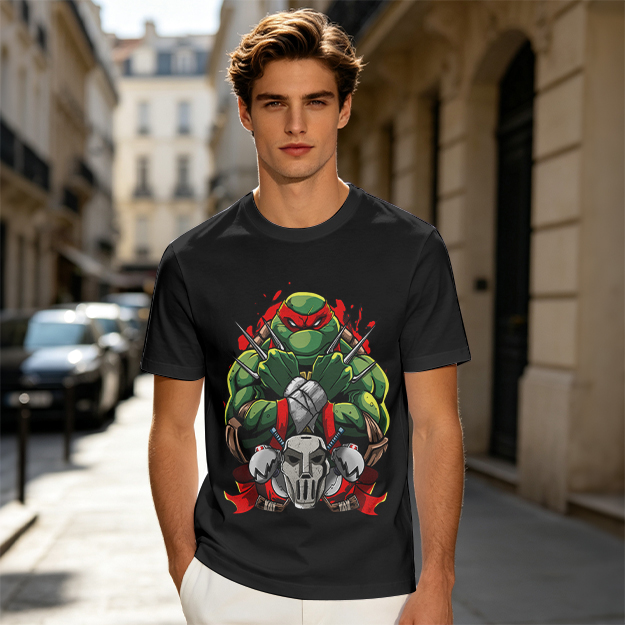 Olive T-Shirt Featuring Raphael the Teenage Mutant Ninja Turtle