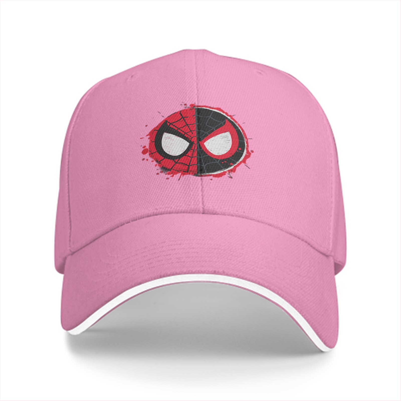 Black Baseball Cap With Split Spider-Man Mask Graphic