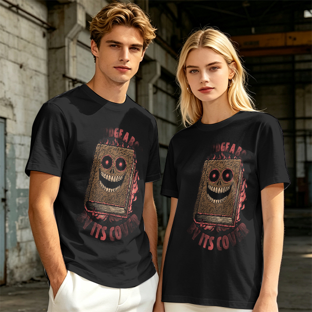 Olive T-Shirt With Evil Monster Book Graphic Design