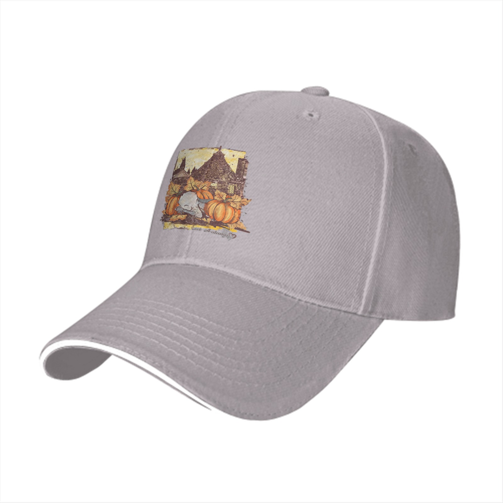 Black Baseball Cap With Autumn Pumpkin Farmhouse Graphic