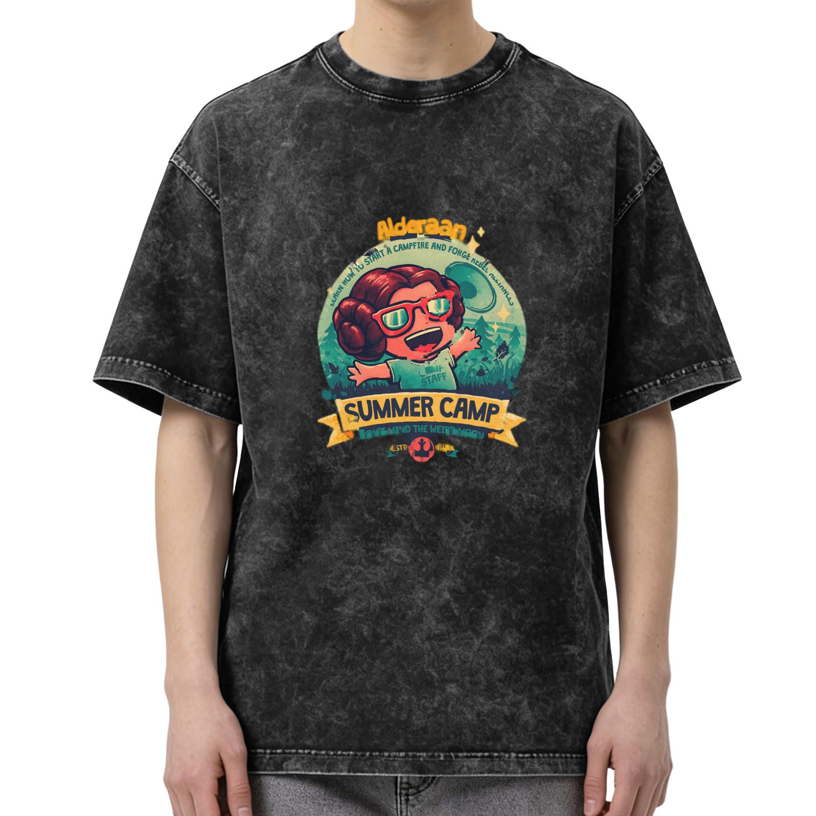 Alderaan Summer Camp Graphic Black Wash T-Shirt
