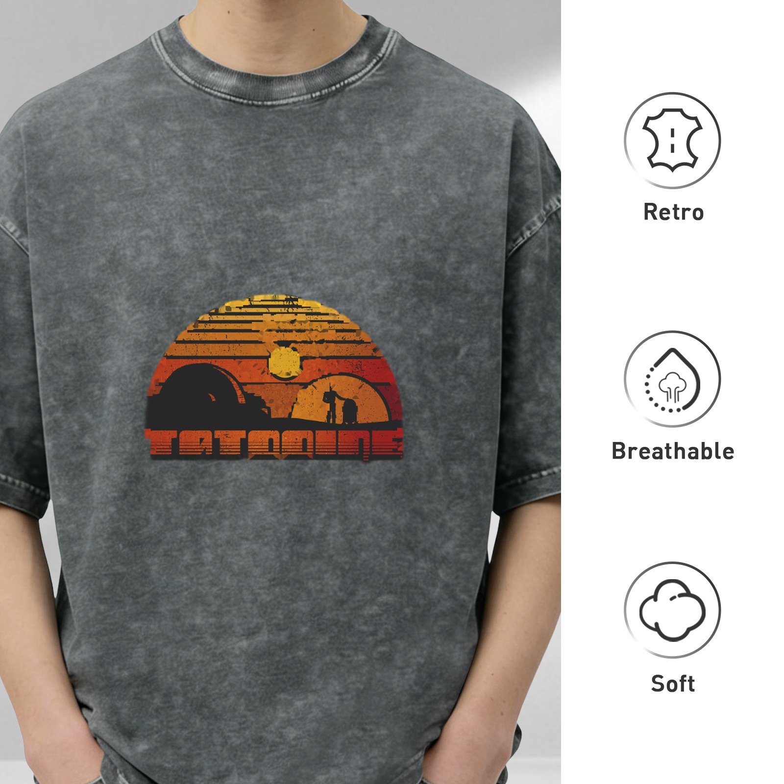 Star Wars Tatooine Sunset Graphic Vintage Wash T-Shirt